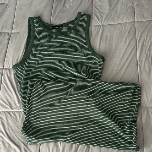 Cotton On Forest Green & White Striped Tank Dress - Picture 3 of 6